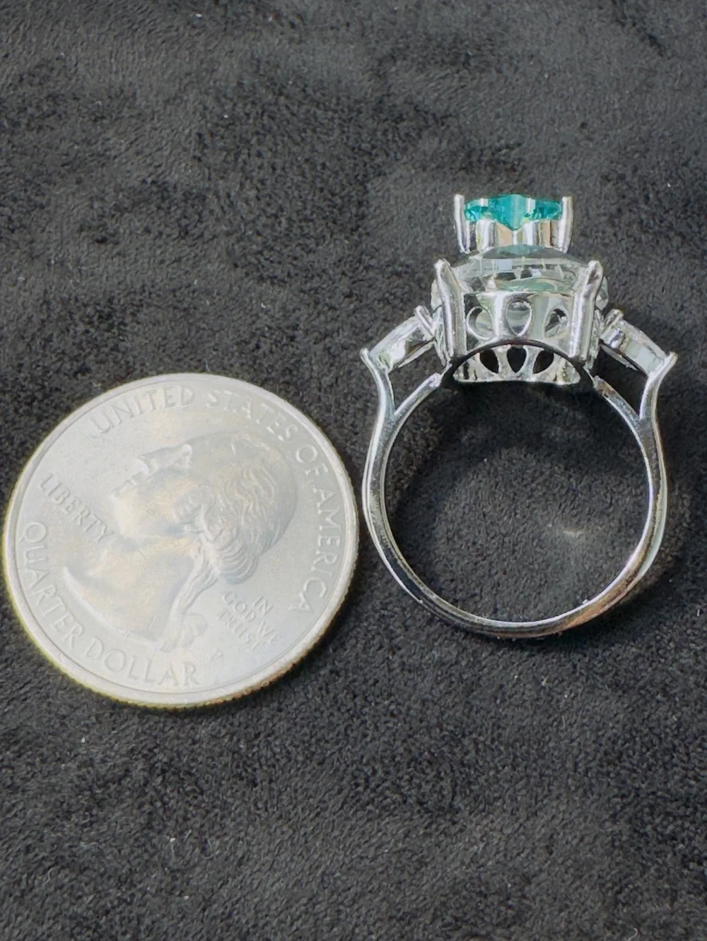 Heart Blue-Green Crystal Cocktail Ring - Women's Fashion Jewelry